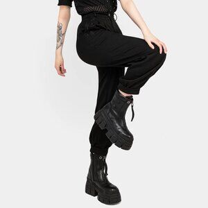 NWT Disturbia Women's Embroidered Balloon Trousers US 4 - Black Gothic Vibe